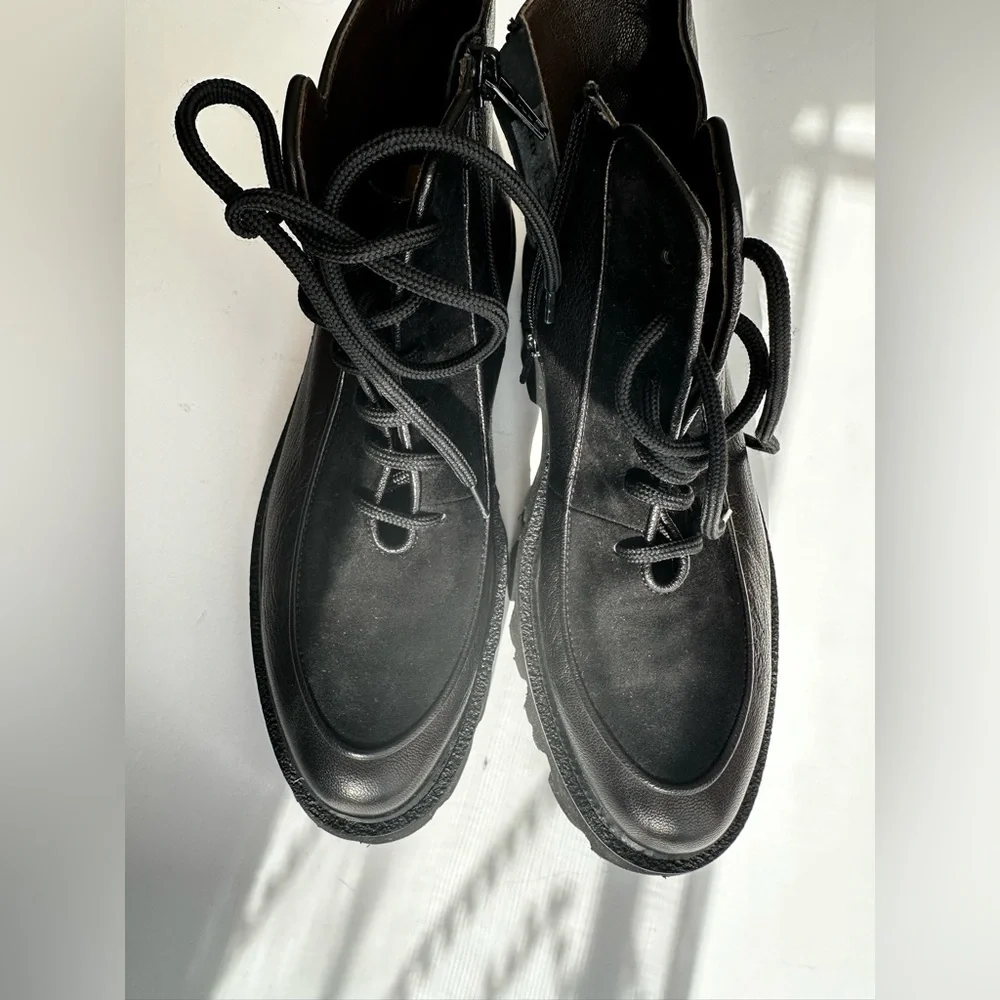 BRUNATE ankle leather boots ultra light lace-up + zipper size 38 (7 US) new - Picture 5 of 10